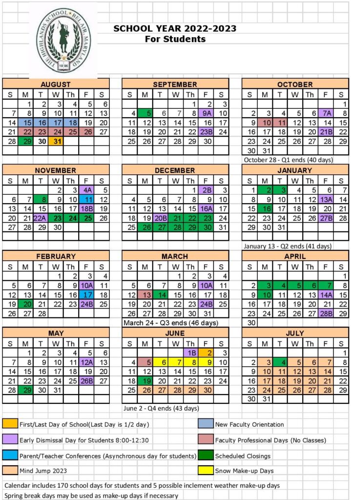 Calendar Events The Highlands School