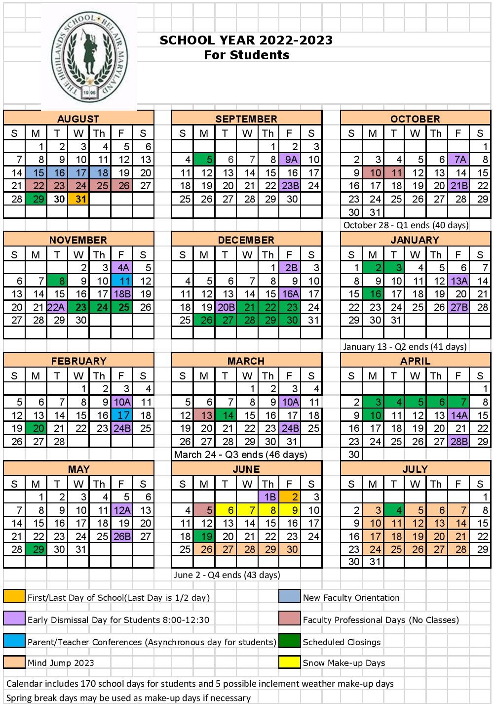 Calendar Events The Highlands School